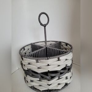 Wicker kitchen cutlery basket 4 compartment caddy, storage Kitchen ware